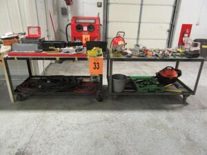 Assorted Tools & Air Hoses/Power Cables/Shop Vac + 2 Metal Carts *100 Industrial Dr Adrian, MI 49221*