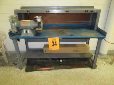 Dayton 10" Bench Grinder (Model: 4Z911B) w/73" x 30.5" x 52.5" Metal Table *100 Industrial Dr Adrian, MI 49221*
