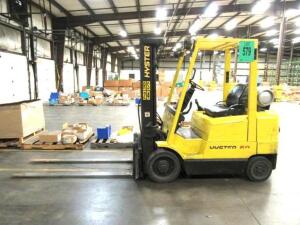 Hyster LP Forklift Model: S50XM; SN: D187V09862V; Hours: 15534; Capacity: 4950 lb; Does NOT Come With Propane Tank; *800 S Center Street Adrian, MI 49
