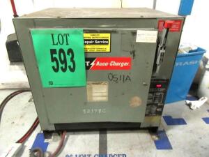 Hobart ACCU-Charger Forklift Batter Charger; Model: 1050C3-18; SN: 286CS26581; AC Volts: 480; DC Volts: 36; SPEC No. N6393A 12; *800 S Center Street A