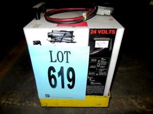 LTG Forklift Battery Charger; Model: FERRO300-12; SN: 296LTD1047; AC Volts: 120; DC Volts: 24; *800 S Center Street Adrian, MI 49221 Building 3*