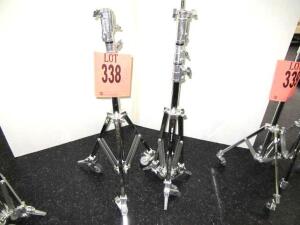 (2) AVENGERS A5036CS LOW BASE ROLLER LIGHT STAND (CHROME-PLATED) 11.8'