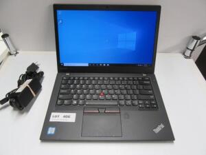 LENOVO T470S (TP00072B) CORE i7 6300U @2.66GHZ ,8GB RAM,256GB HD, WINDOWS 10 PRO LOPTOP W/ POWER SUPPLY