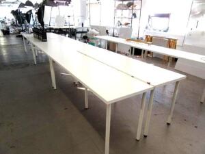 (7) 79'' X 24'' WHITE TABLES