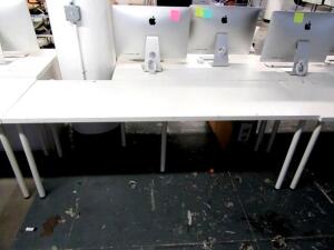 (7) 79'' X 24'' WHITE TABLES