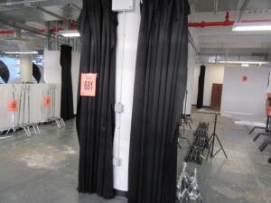 (6) BLACK CURTAINS AND TRACKS