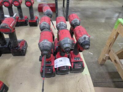 LOT OF 7 MILWAUKEE ELECTRIC DRILLS 18V W/ 2 CHARGERS ( 4650 OAKLEYS LN HENRICO, VA 23231)