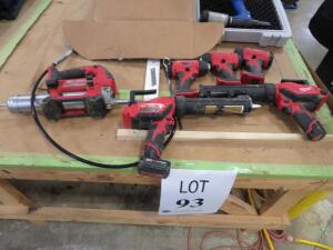 (1) MILWAUKEE ELECTRIC GREASE GUN CAT.2646-20, (2) MILWAUKEE ELECTRIC CAULK GUN CAT. 2441-20, AND (3) MILWAUKEE HEAT GUNS (4) MISSING BATTERIES AND NO