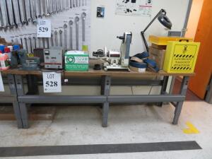 WOOD TOP METAL TABLE W/ JET BELT/DISC SANDER STOCK NUMBER: 577004 8' X 30" X 36" (BOLTED TO FLOOR) ( 4650 OAKLEYS LN HENRICO, VA 23231)