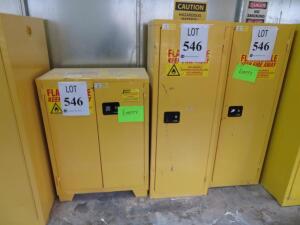 LOT OF 3 JAMCO FLAMMABLE LIQUID STORAGE CABINET (2) 24 GALLON MODEL: BA24, AND (1) 28 GALLON MODEL: FM28 ( 4650 OAKLEYS LN HENRICO, VA 23231)