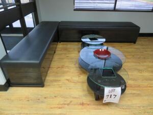 (2) SIDE BENCHES W/ (3) GLASS TOP TABLES (4650 OAKLEYS LN HENRICO, VA 23231)