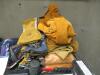 (LOT) ASSORTED WELDING ACCESSORIES (GLOVES, JACKETS, MASKS, GLASSES, RODS, NOZZLES AND STEEL TABLE - 2