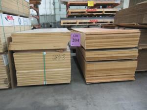 (LOT) (44) SHEETS OF 3/4" 2-SIDED 4'X8 MDF OAK LAMINATE, (40) SHEETS OF 3/4" 2-SIDED 4'X8 MDF WHITE LAMINATE, (31) SHEETS OF 3/4" 2-SIDED 4' X 8' MDF