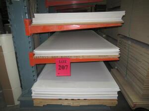 (LOT) (100) SHEETS OF 4'X8' NRP WHITE, (88) SHEETS OF 4'X10' FRP BLACK, (58) SHEETS OF 4'X10' NRP WHITE, (80) SHEETS OF 1/4" INCH 4'X8' FIRE RATED 2-S