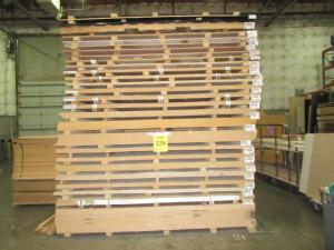(LOT) (110) ASSORTED SHEETS OF MDF, PLYWOOD, AND ACRYLIC