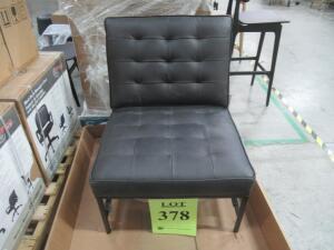 (NEW) (1) MITCHELL GOLD + BOB WILLIAMS BLACK LEATHER LOUNGE CHAIR AND (2) EMU LOUNGE CHAIRS BEIGE BRONZE