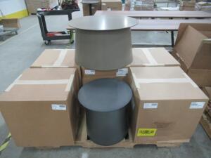 (NEW) (5) COAST TO COAST 18" METAL SIDE TABLES AND (1) 28" METAL CENTER TABLE