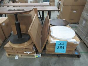 (LOT) (25) ASSORTED TABLE TOPS, AND (8) ASSORTED TABLE BASES