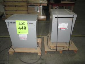 (1) EATON DRY-TYPE DISTRIBUTION TRANSFORMER TYPE DT-3 480 VOLTS 15KVA MODEL V48M22T15EE AND (1) FEDERAL PACIFIC TRANSFORMER 480 VOLTS 15KVA CAT T43T15