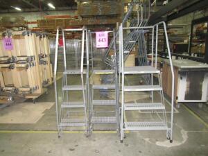 (3) 4 STEP SAFETY ROLLING LADDERS