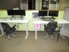 (LOT) (6) ASSORTED HEIGHT ADJUSTABLE DESKS WITH CHAIRS, WHITE BOARD TABLE WITH 4 STOOLS, STORAGE CABINETS