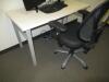 (LOT) (6) ASSORTED HEIGHT ADJUSTABLE DESKS WITH CHAIRS, WHITE BOARD TABLE WITH 4 STOOLS, STORAGE CABINETS - 5