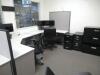 (LOT) ASSORTED OFFICE FURNITURE, MONITORS AND REFRIGERATOR - 2