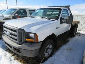 TRUCK 05 FORD F250 FLATBED SNOW PLOW, VIN# 1FTNF21505EB87180, MILES 52,947