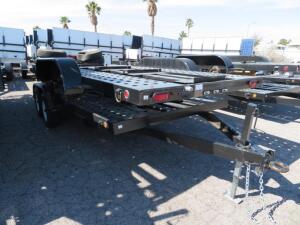 (DO NOT SELL) (2) 2015 CARSON 6' X 17' HEAVY DUTY CAR HAULER WITH STEEL BED from DC SOLAR (1) MISSING TIRE - Tag Numbers 11549 11550 VIN: 4HXSC1728GC180964, 4HXSC17