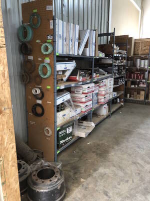 Lot of Asst. Parts Inventory Including Shelving, Parts, Brake Parts, Gaskets, Alternators, etc. Located at 310-2nd Ave. Fox Creek, AB T0H 1P0