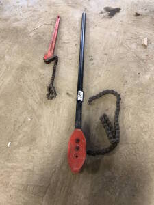 Lot of (2) Asst. Ridgid Pipe Chain Tongs Located at 2020 1st Ave. Edson, AB, T7E 1T8