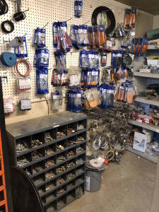 Lot of Asst. Inventory Parts, Filters, Clamps, Lights, Fluids, Grease, etc. Located at 5603-50 Ave. Warburg, AB T0C 2T0