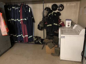 Lot of Asst. Washer, Dryer, Coveralls, Boots, Hard Hats, etc.

 Located at 5603-50 Ave. Warburg, AB T0C 2T0