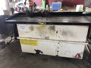 Alemite Lube Bench w/ Hose Reel, Gun, etc. Located at 5603-50 Ave. Warburg, AB T0C 2T0