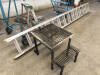 Lot of Warehouse Stairs, Aluminum Extension Ladder, Step Stool, etc. Located at 5603-50 Ave. Warburg, AB T0C 2T0 - 3