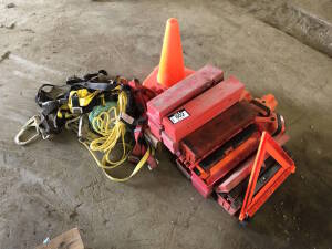 Lot of Asst. Safety Flare Kits, Harnesses, Cones, etc. Located at 5603-50 Ave. Warburg, AB T0C 2T0