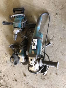 Lot of (2) Asst. Makita Electric Angle Grinders, and (1) Makita Electric Hammer Drill Located at 5603-50 Ave. Warburg, AB T0C 2T0