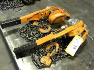 LOT OF 2 BLACK BEAR 1.6 TON LEVER CHAIN HOISTS