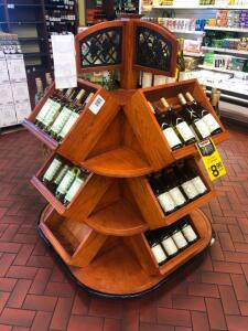 4-Sided Wooden Wine Display Rack; 3 Shelves Each Side; 8 Bottles Each Shelf