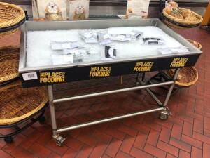 Adjustable Rolling Stainless Steel Open Top Ice Merchandiser w/Drain Pipe; 60"L x 30"W x 5"D