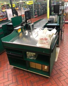 EMI Industries Check-Out Stand w/Conveyer; Model: CU1; *POS/IT Equipment NOT Included*