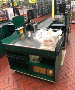 EMI Industries Check-Out Stand w/Conveyer; Model: CU1; *POS/IT Equipment NOT Included*
