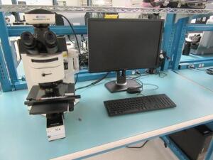 OLYMPUS BX60F MICROSCOPE WITH 10X EYES, W/ UMPLANFL 5X, UMPLANFL 10X, LMPLANFL 20X, LMPLANFL 50X, PLAN APO 2X OBJECTIVES, W/ QIMAGING MICROPUBLISHER 3