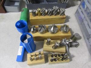 LOT OF ASST'D DRILL BITS W/ TABLE (MACHINE SHOP)