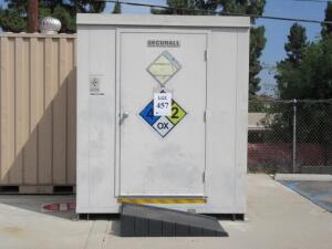 SECURALL SAFETY STORAGE BUILDING FOR FLAMMABLE LIQUIDS 330 GAL CAPACITY MODEL: B600 97" X 84" X 60" (PARKING LOT)