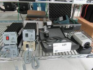 LOT ASST'D LAB EQUIPMENT, SOUND LEVEL CALIBRATOR, TWEEZER-VACUUM SYSTEMS, ETC.