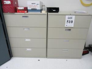 LOT (2) 4 DRAWER FILE CABINET 42" X 19" X 53 AND (1) 2 DRAWER FILE CABINET 42" X 19" X 27" (LAB NEXT TO BACK EXIT)