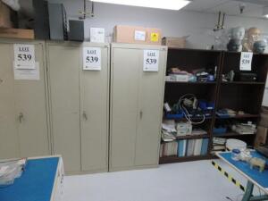 LOT (QTY.4) STORAGE CABINETS WITH CONTENTS AND (QTY.2) BOOKCASES WITH CONTENTS, (UPSTAIRS FRONT OFFICE)