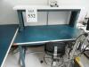 4-PERSON DOUBLE SIDED LAB WORK TABLES WITH OVERHEAD LIGHTS AND SHELF, AND 6'FT LAB WORK TABLE, (NO CONTENTS), (LAB NEXT TO FRONT OFFICE) - 4