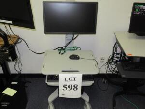 DELL PRECISION TOWER 3420 CORE i7 WITH MONITOR AND EGOTRON SIT-STAND MOBILE CART, (NO HARD DRIVE)